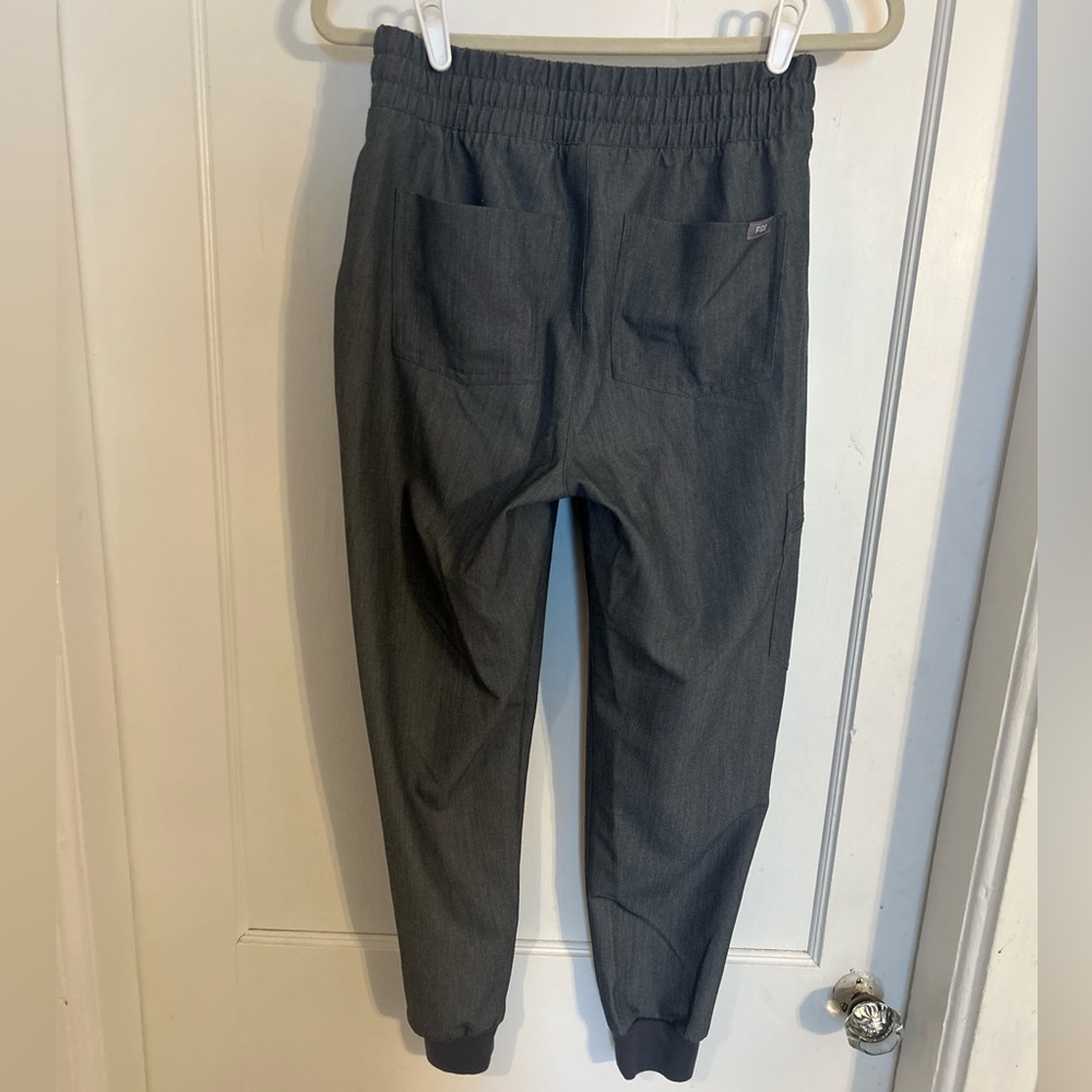 Figs Dark Gray Scrub Pants with Teal Drawstrings - Picture 5 of 9